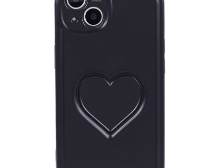 iPhone 15 Fleksibelt Plastik Cover m. Hjerte - Sort Online now