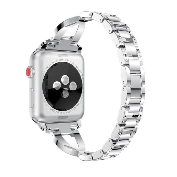 Apple Watch (38 40 SE 41 42mm) Formet Stål Rem m. Rhinsten - Sølv Online Hot Sale