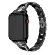 Apple Watch (38 40 SE 41 42mm) Formet Stål Rem m. Rhinsten - Sort For Cheap