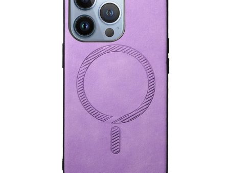 iPhone 16 Pro Læderbelagt Plastik Cover - MagSafe Kompatibel - Lilla Online now