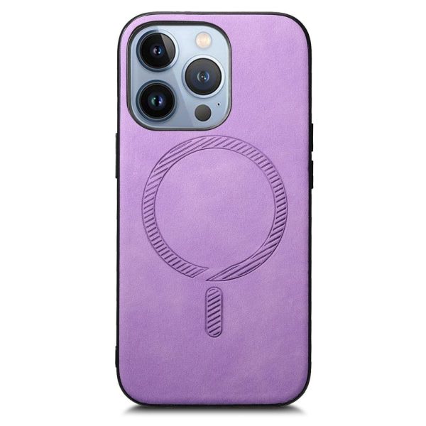 iPhone 16 Pro Læderbelagt Plastik Cover - MagSafe Kompatibel - Lilla Online now