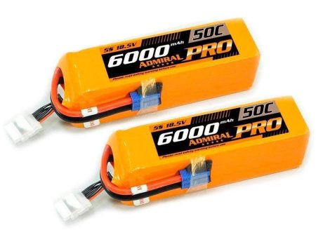 Admiral Pro 6000mAh 5S 18.5V 50C LiPo Battery with EC5 Connector Multi-Pack (2 Batteries) Fashion